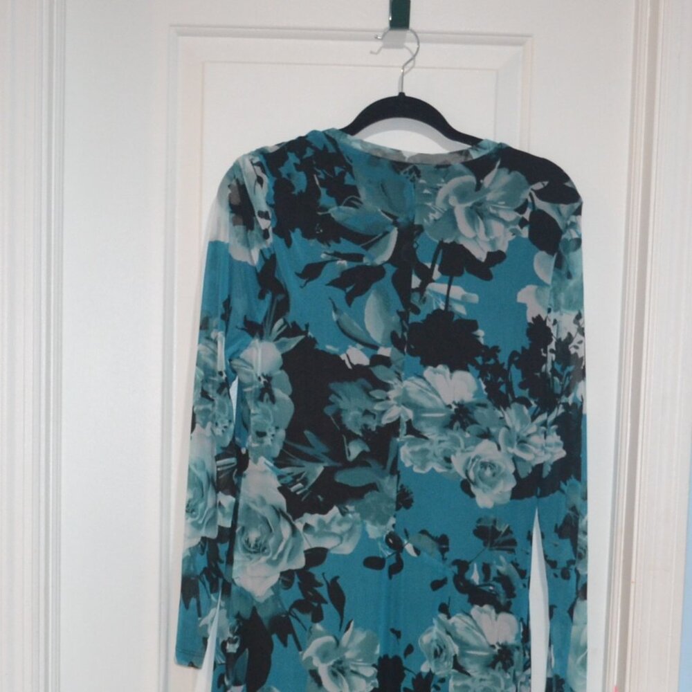 Pre-owned Connected Apparel size 16 black , turquoise and white dress.
